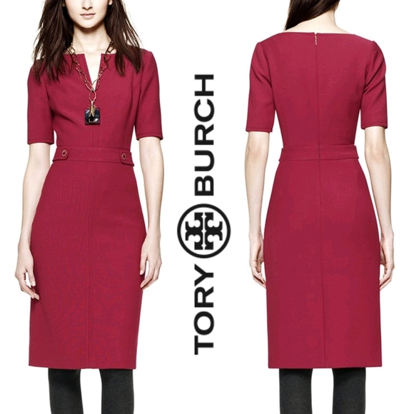 Tory Burch Dresses & Skirts - 🚫SOLD!!Tory Burch Red Lydia Wool Sheath Dress Size 0